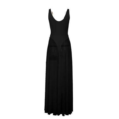 Deep V Neck Tull Cami Maxi Dress
